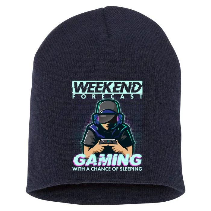 Weekend Forecast Gaming With A Chance Of Sleeping Short Acrylic Beanie