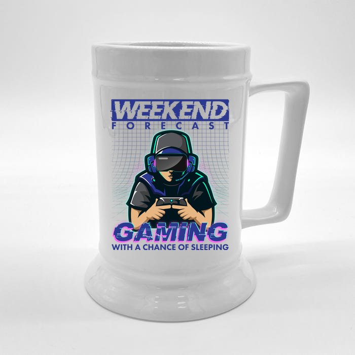 Weekend Forecast Gaming With A Chance Of Sleeping Front & Back Beer Stein