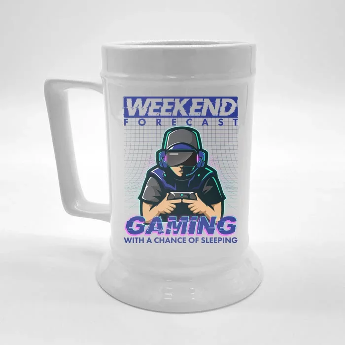 Weekend Forecast Gaming With A Chance Of Sleeping Front & Back Beer Stein