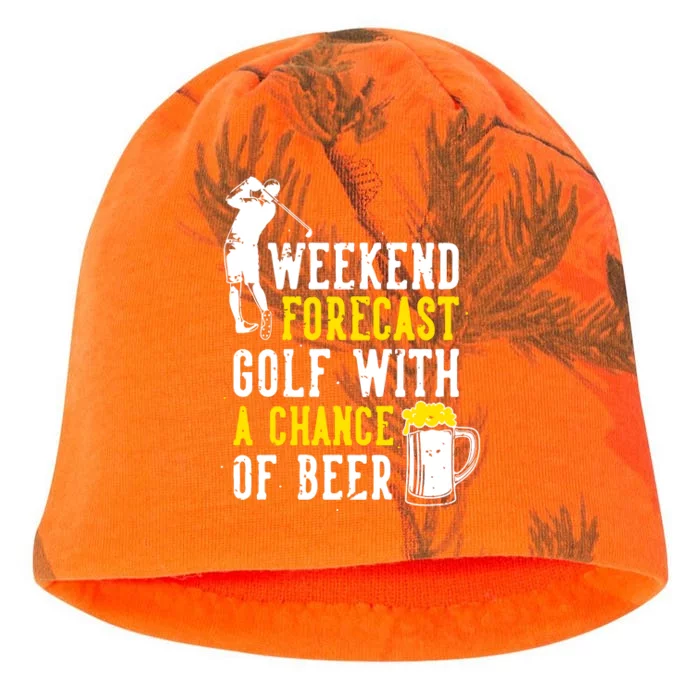 Weekend Forecast Golf With A Chance Of Beer Funny Golf Kati - Camo Knit Beanie