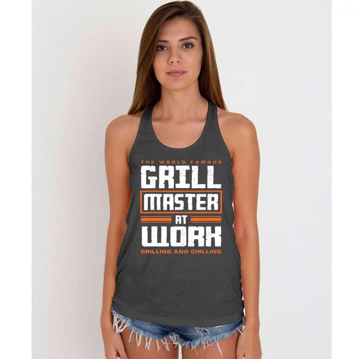 World Famous Grill Master At Work - Funny Grillmaster BBQ Women's Knotted Racerback Tank