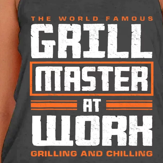 World Famous Grill Master At Work - Funny Grillmaster BBQ Women's Knotted Racerback Tank