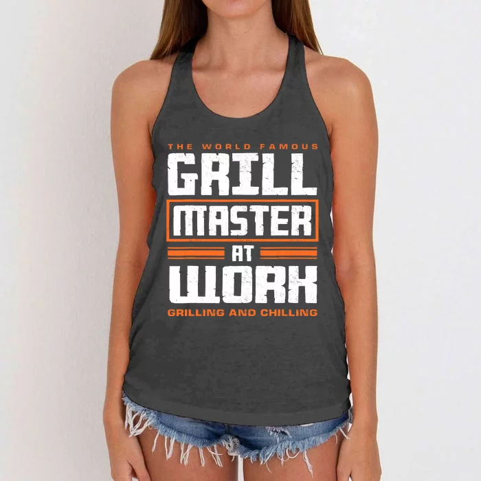 World Famous Grill Master At Work - Funny Grillmaster BBQ Women's Knotted Racerback Tank