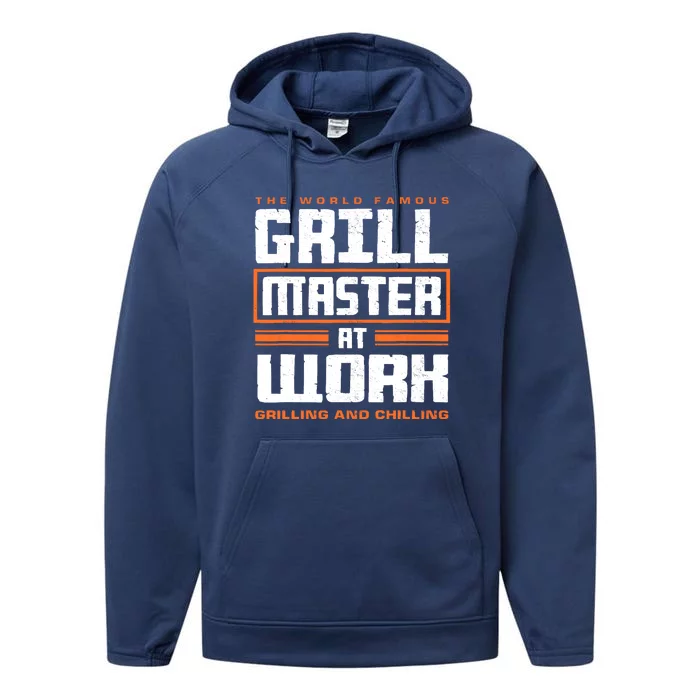 World Famous Grill Master At Work - Funny Grillmaster BBQ Performance Fleece Hoodie