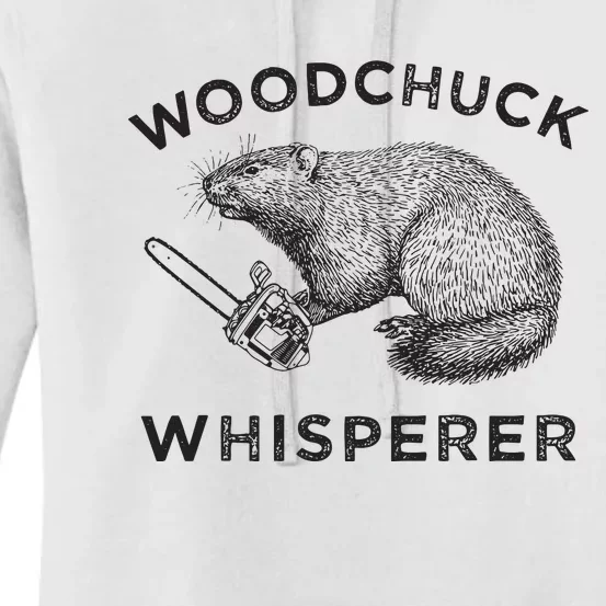 Woodchuck Funny Groundhog With Chainsaw Women's Pullover Hoodie