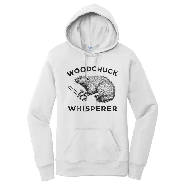 Woodchuck Funny Groundhog With Chainsaw Women's Pullover Hoodie