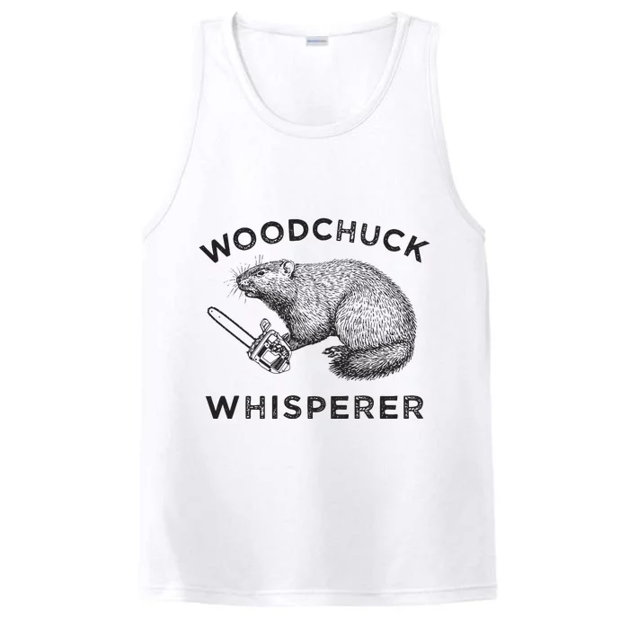 Woodchuck Funny Groundhog With Chainsaw Performance Tank