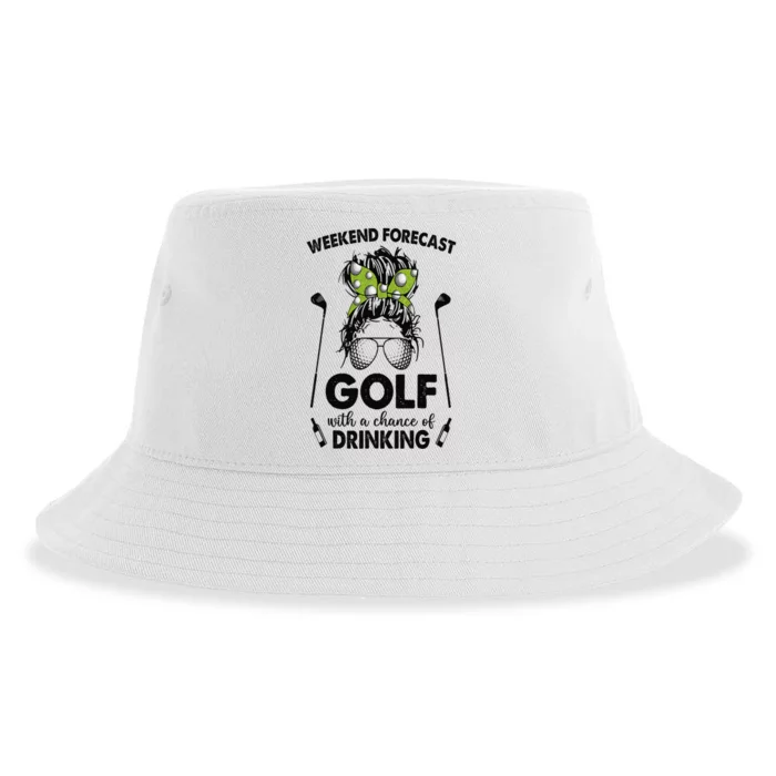 Weekend forecast golf with a chance of drinking Sustainable Bucket Hat