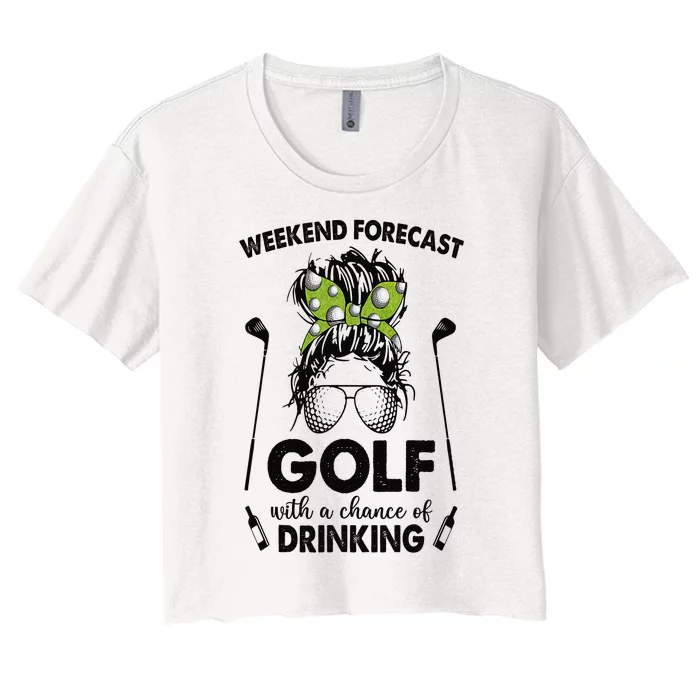 Weekend forecast golf with a chance of drinking Women's Crop Top Tee