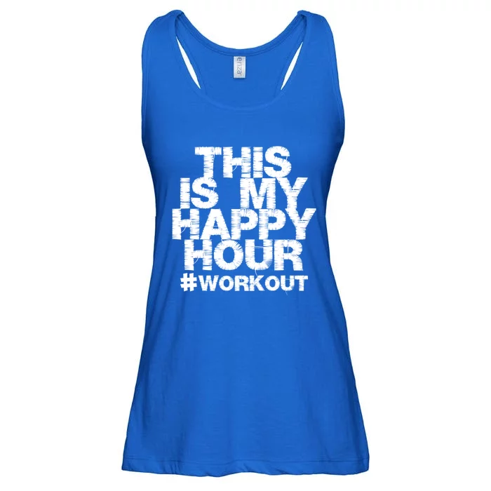 #Workout Fitness Gym This Is My Happy Hour Gift Ladies Essential Flowy Tank