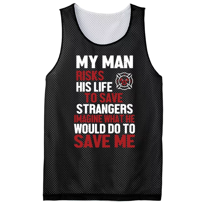 Womens Firefighter Gift For Fireman Wife Girlfriend Mesh Reversible Basketball Jersey Tank