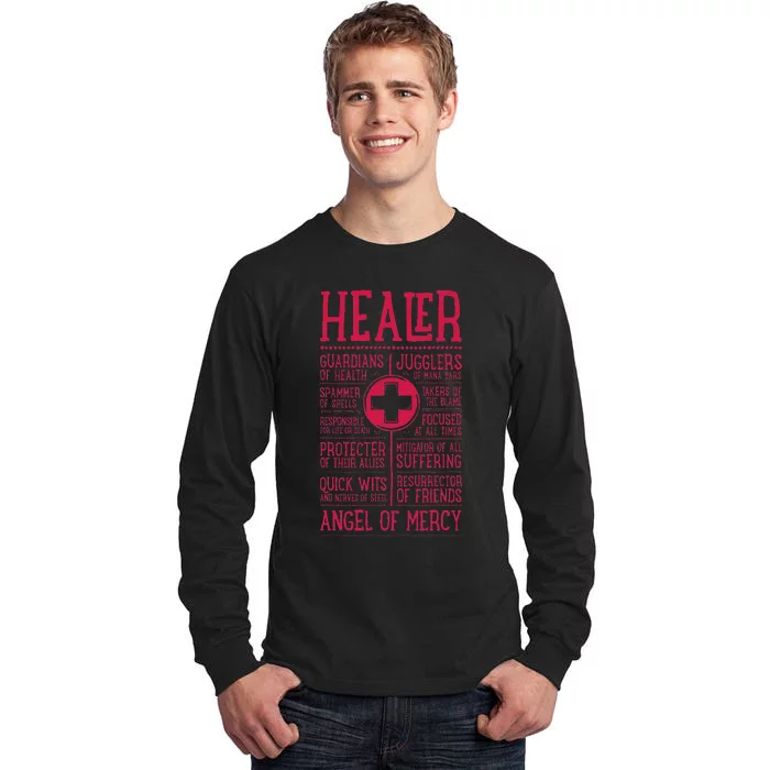 WoW Funny Healer Role Gaming Heals Tall Long Sleeve T-Shirt