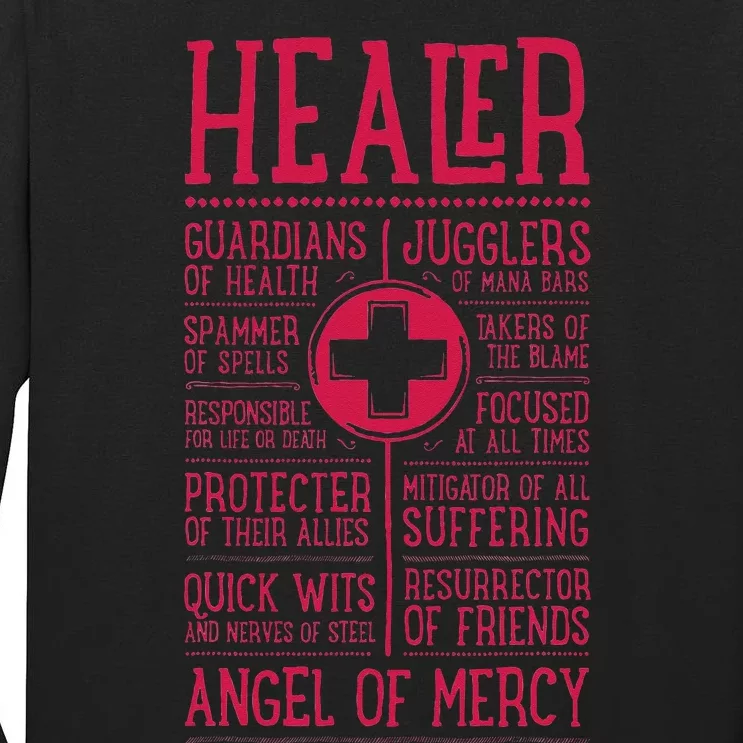 WoW Funny Healer Role Gaming Heals Tall Long Sleeve T-Shirt