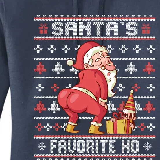 WSanta's Favorite Ho Gift Twerking Santa Offensive Ugly Sweater Gift Women's Pullover Hoodie