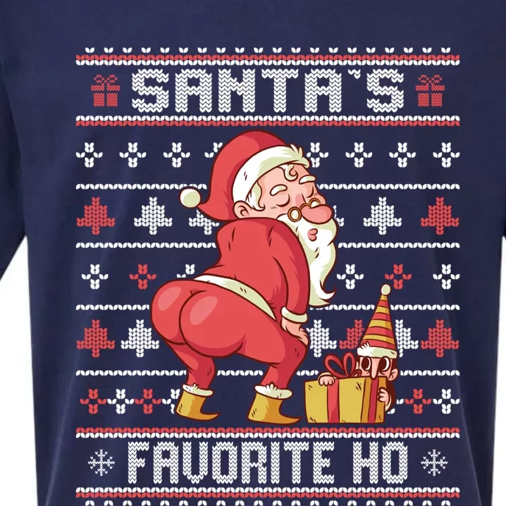 WSanta's Favorite Ho Gift Twerking Santa Offensive Ugly Sweater Gift Sueded Cloud Jersey T-Shirt