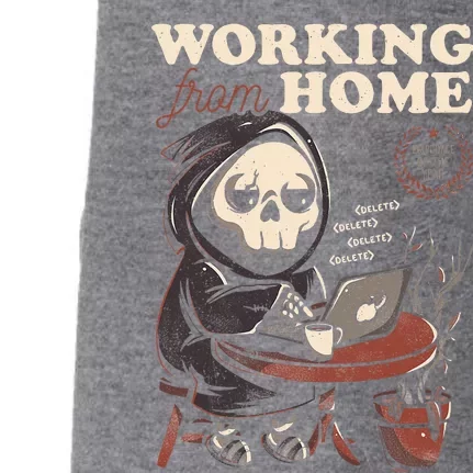 Working From Home Office Grim Reaper Skull Cute Halloween Doggie 3-End Fleece Hoodie