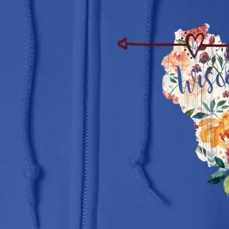 Wisconsin Flowers Heart Arrow Great Gift Full Zip Hoodie