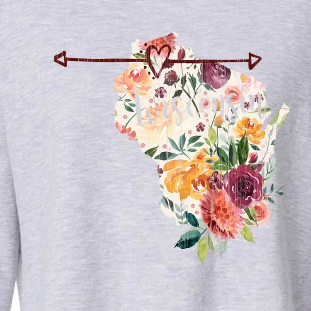 Wisconsin Flowers Heart Arrow Great Gift Cropped Pullover Crew