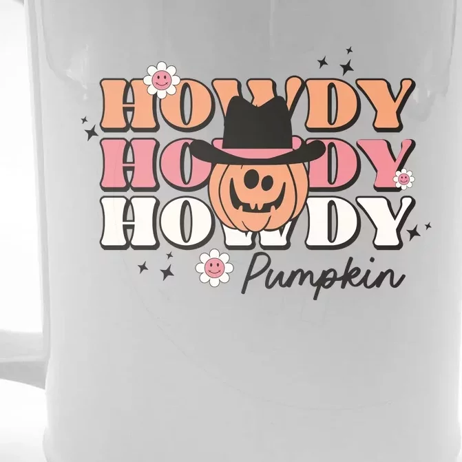 Womens Funny Howdy Pumpkin Western Fall Rodeo Halloween Front & Back Beer Stein