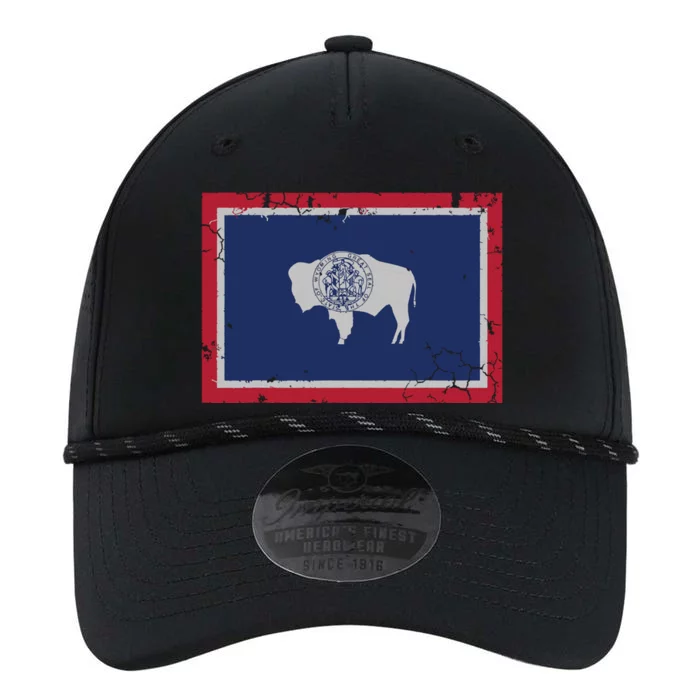 Wyoming Flag Home Love Family Vintage Distressed Performance The Dyno Cap