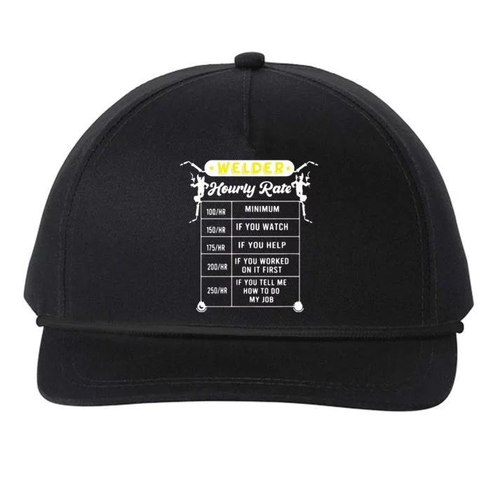 Welder Funny Hourly Rate Gift For Welder Snapback Five-Panel Rope Hat