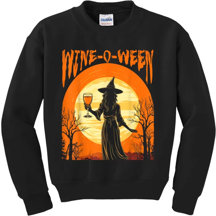 Wineoween Funny Halloween Witch Costume Kids Sweatshirt