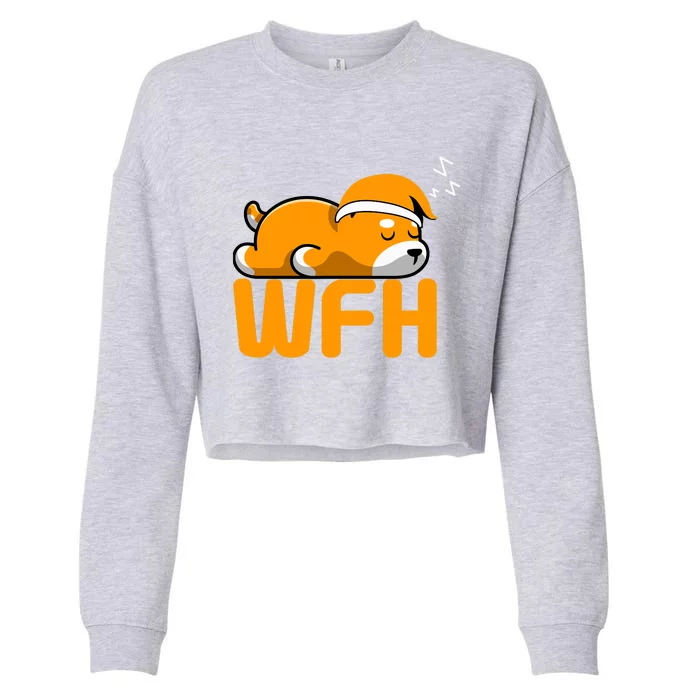 Work From Home Employee Sleepy Funny & Sarcastic Cropped Pullover Crew