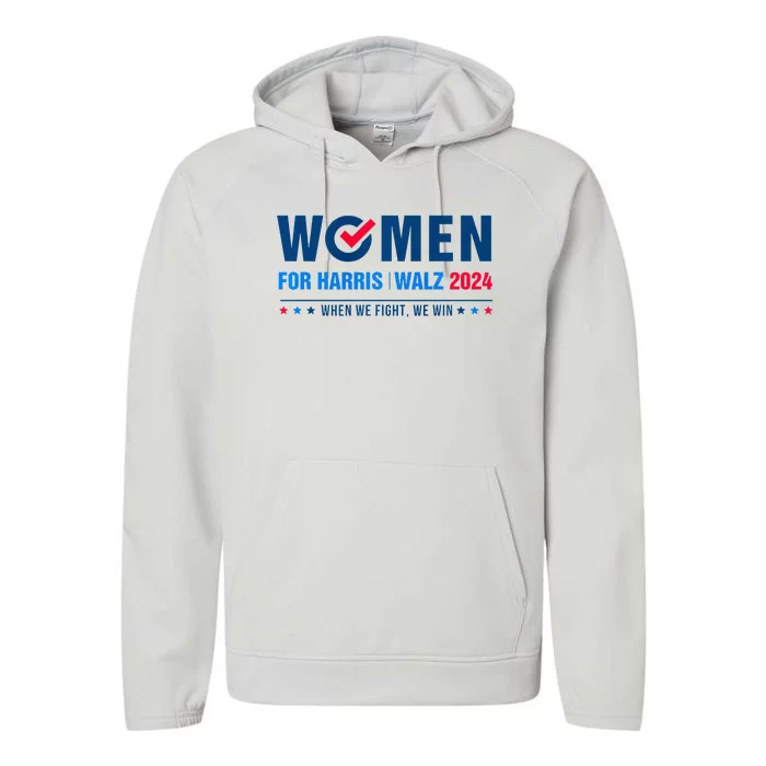 Women For Harris Walz 2024 When We Fight We Win Premium Performance Fleece Hoodie