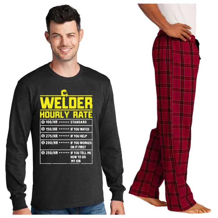 Welder Funny Hourly Rate Gift For Welder Long Sleeve Pajama Set