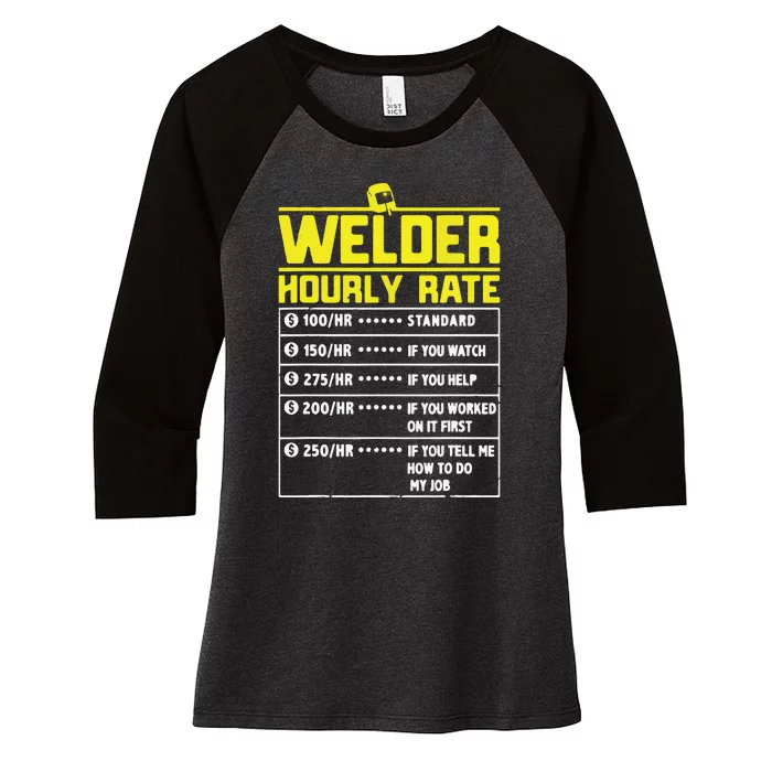 Welder Funny Hourly Rate Gift For Welder Women's Tri-Blend 3/4-Sleeve Raglan Shirt