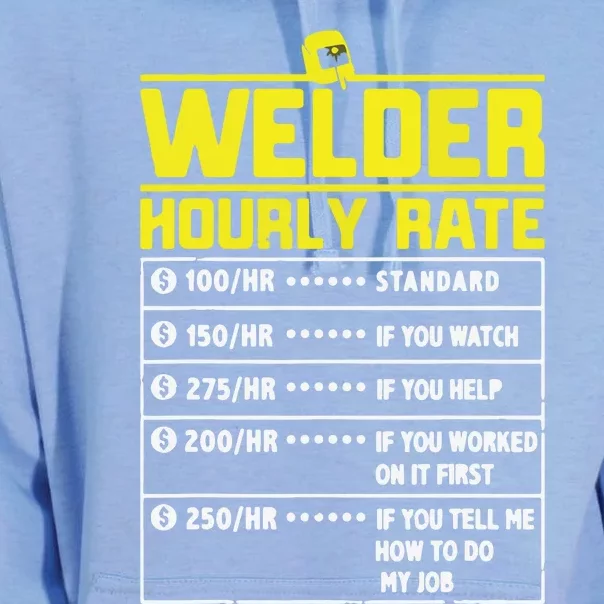 Welder Funny Hourly Rate Gift For Welder Unisex Surf Hoodie