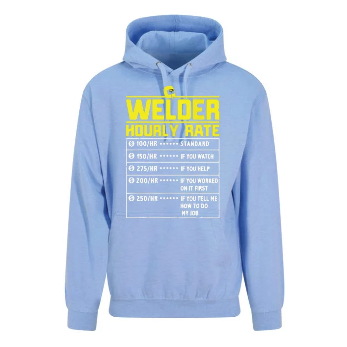 Welder Funny Hourly Rate Gift For Welder Unisex Surf Hoodie