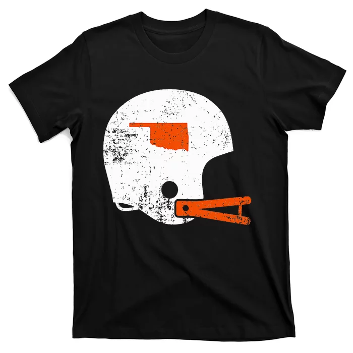 White Football Helmet State Of Oklahoma T-Shirt