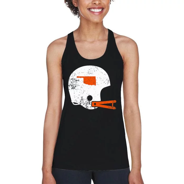 White Football Helmet State Of Oklahoma Women's Racerback Tank