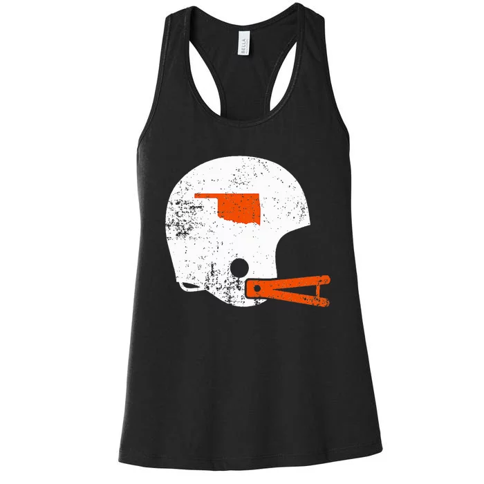 White Football Helmet State Of Oklahoma Women's Racerback Tank