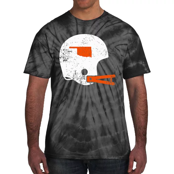 White Football Helmet State Of Oklahoma Tie-Dye T-Shirt