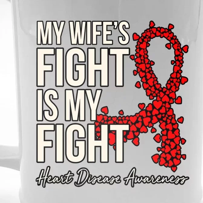 Wife's Fight Heart Disease Awareness Survivor Graphic Gift Front & Back Beer Stein