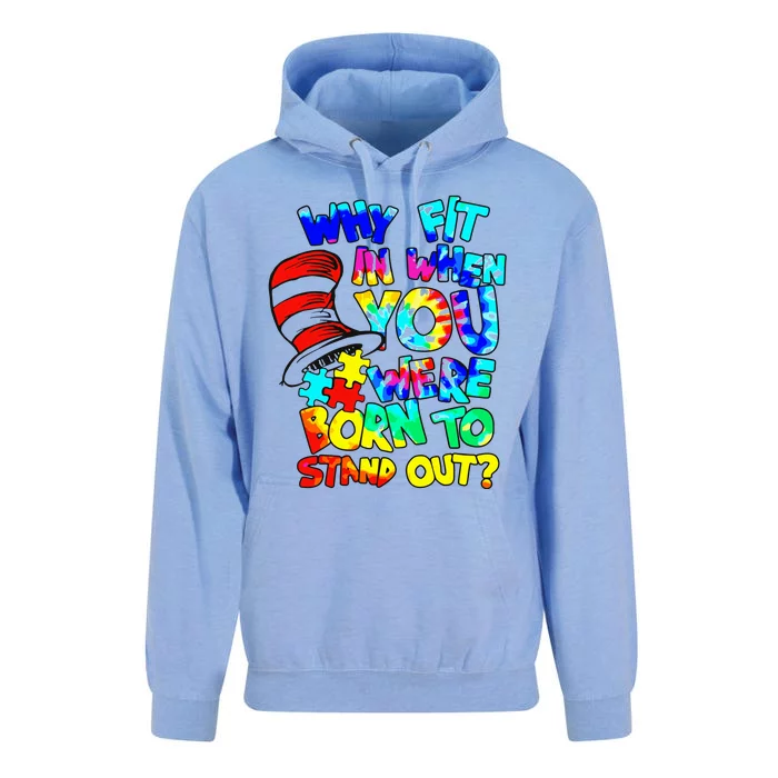 Why Fit In When You Were Born To Stand Out Autism Awareness Unisex Surf Hoodie