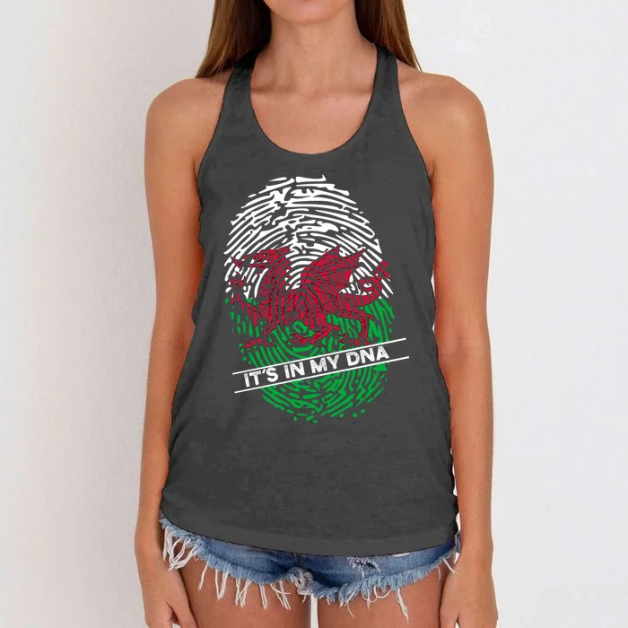 Welsh Flag Its In My Dna Cool Gift Women's Knotted Racerback Tank