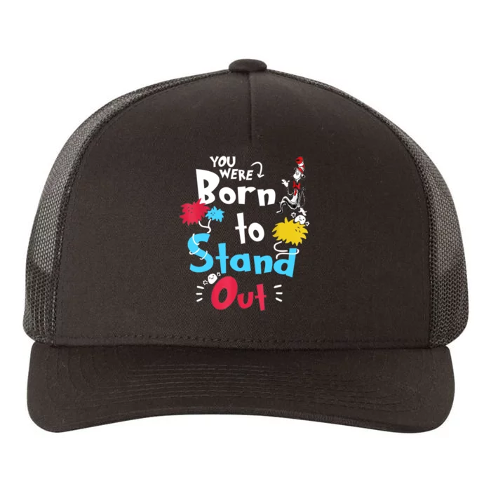 Why Fit In Autism Awareness Doctor Teacher Hat Cat Book Yupoong Adult 5-Panel Trucker Hat