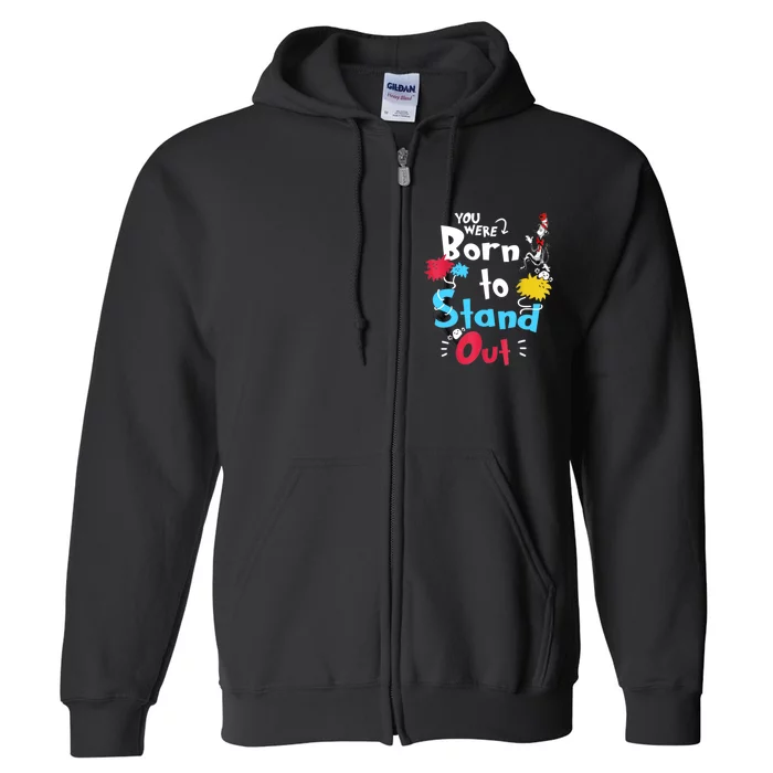 Why Fit In Autism Awareness Doctor Teacher Hat Cat Book Full Zip Hoodie