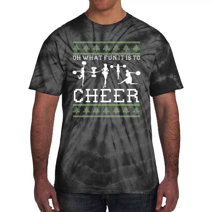 What Fun It Is To Cheer Ugly Christmas Cheerleader Costume Tie-Dye T-Shirt