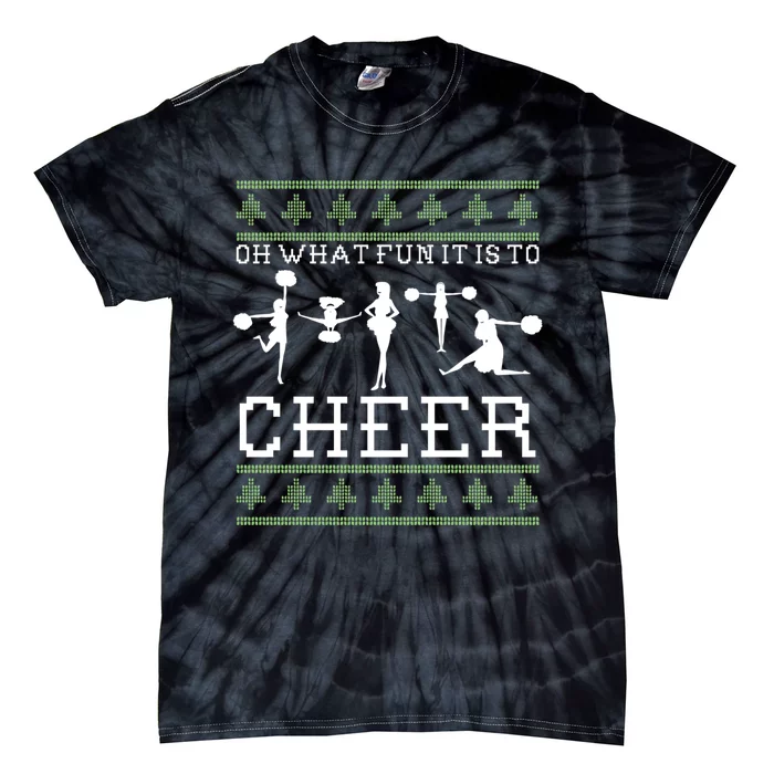 What Fun It Is To Cheer Ugly Christmas Cheerleader Costume Tie-Dye T-Shirt