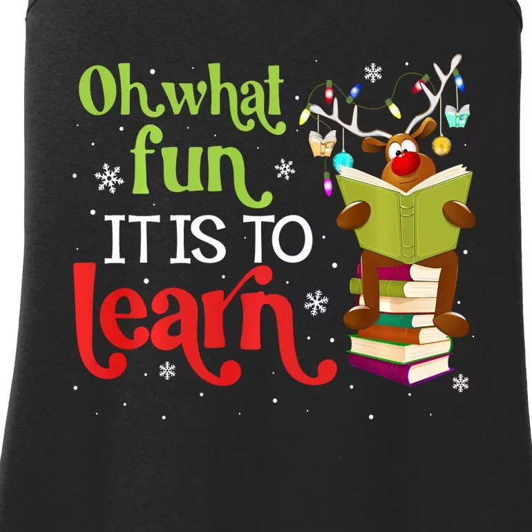 What Fun It Is To Learn Teacher Matching Christmas Long Sleeve Ladies Essential Tank