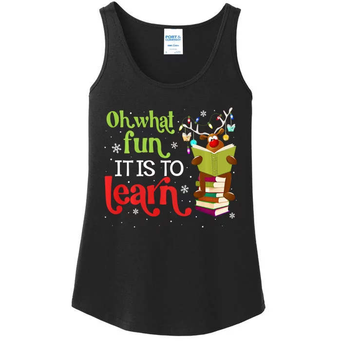 What Fun It Is To Learn Teacher Matching Christmas Long Sleeve Ladies Essential Tank