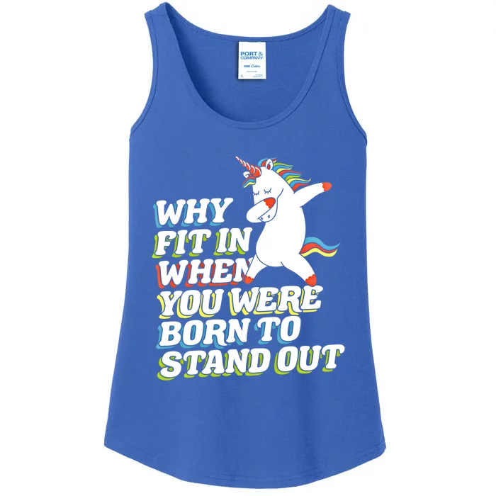 Why Fit In When You Were Born To Stand Out Autism Unicorn Meaningful Gift Ladies Essential Tank