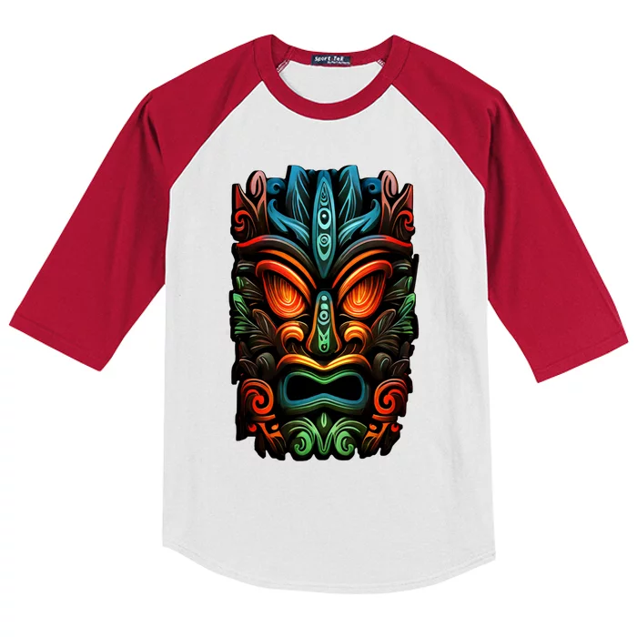 Welcome Fun In The Sun With Our Tropical Tiki Mask Cute Gift Kids Colorblock Raglan Jersey