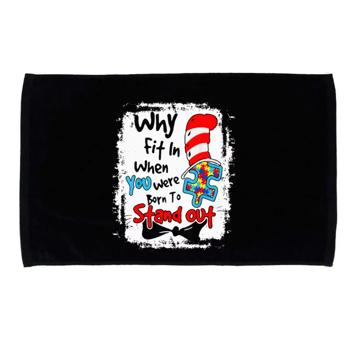 Why Fit In Autism Awareness Doctor Teacher Hat Cat Book Microfiber Hand Towel