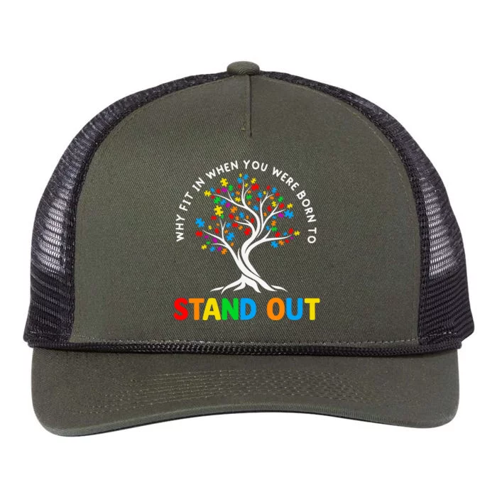 Why Fit In Autism Awareness Retro Rope Trucker Hat Cap