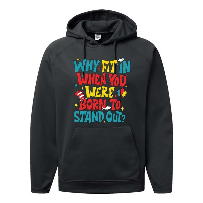 Why Fit In When You Were Born To Stand Out Autism Awareness Performance Fleece Hoodie